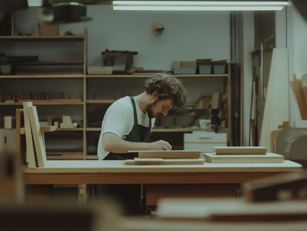 Menuisier au travail dans son atelier, page d’accueil du site L’Atelier Phocéen